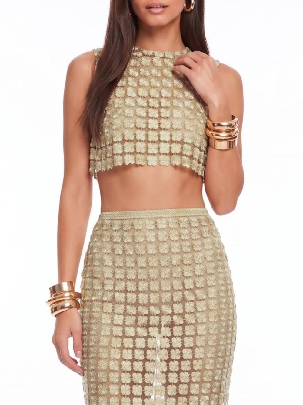 Iverox Sleeveless Plaid Skirt Set