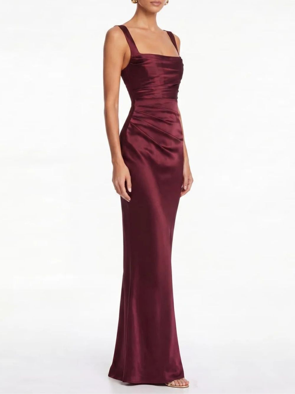 Fashionslee Women Berwick Lace Up Satin Maxi Dress In Cherry Lacquer