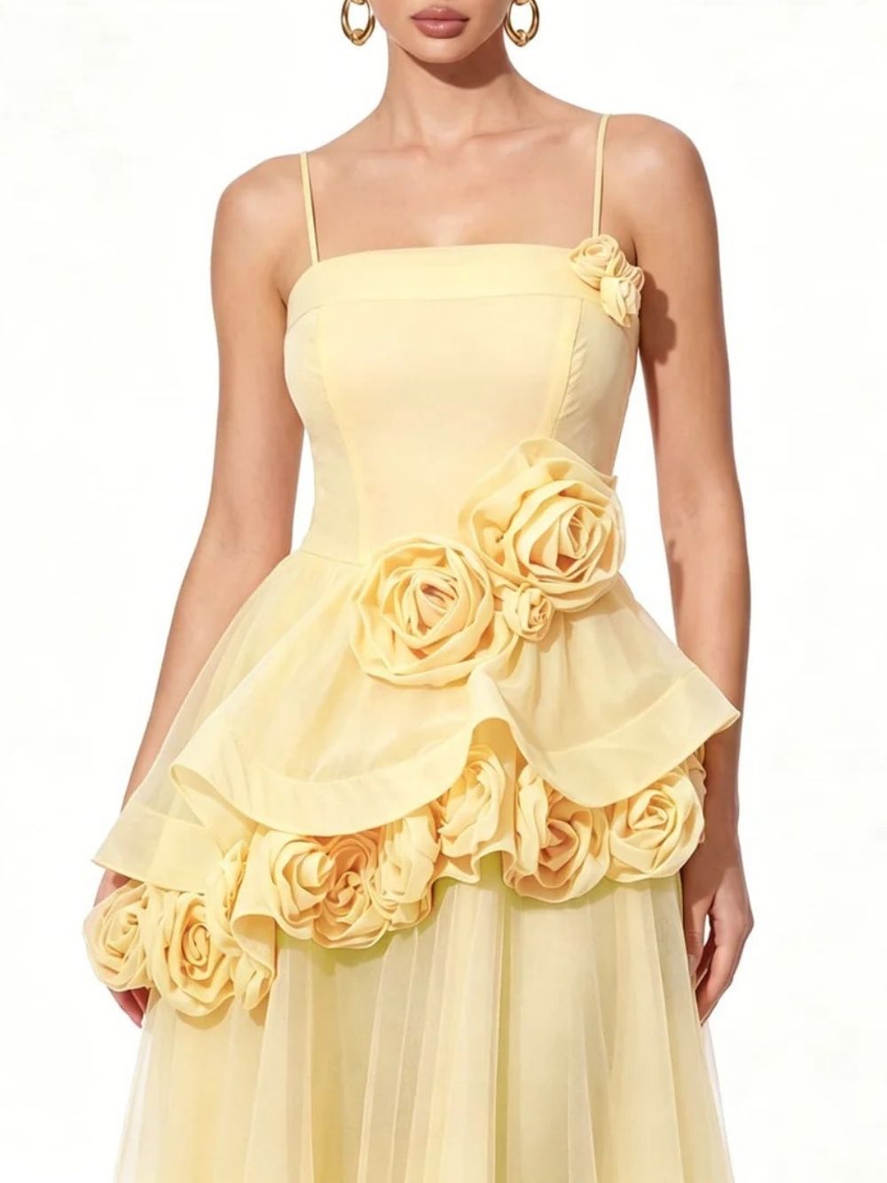 63c98ca12e2c5b37ccfad3115add98d2.jpg Fashionslee Women Cydran Spaghetti Flower Maxi Dress In Yellow