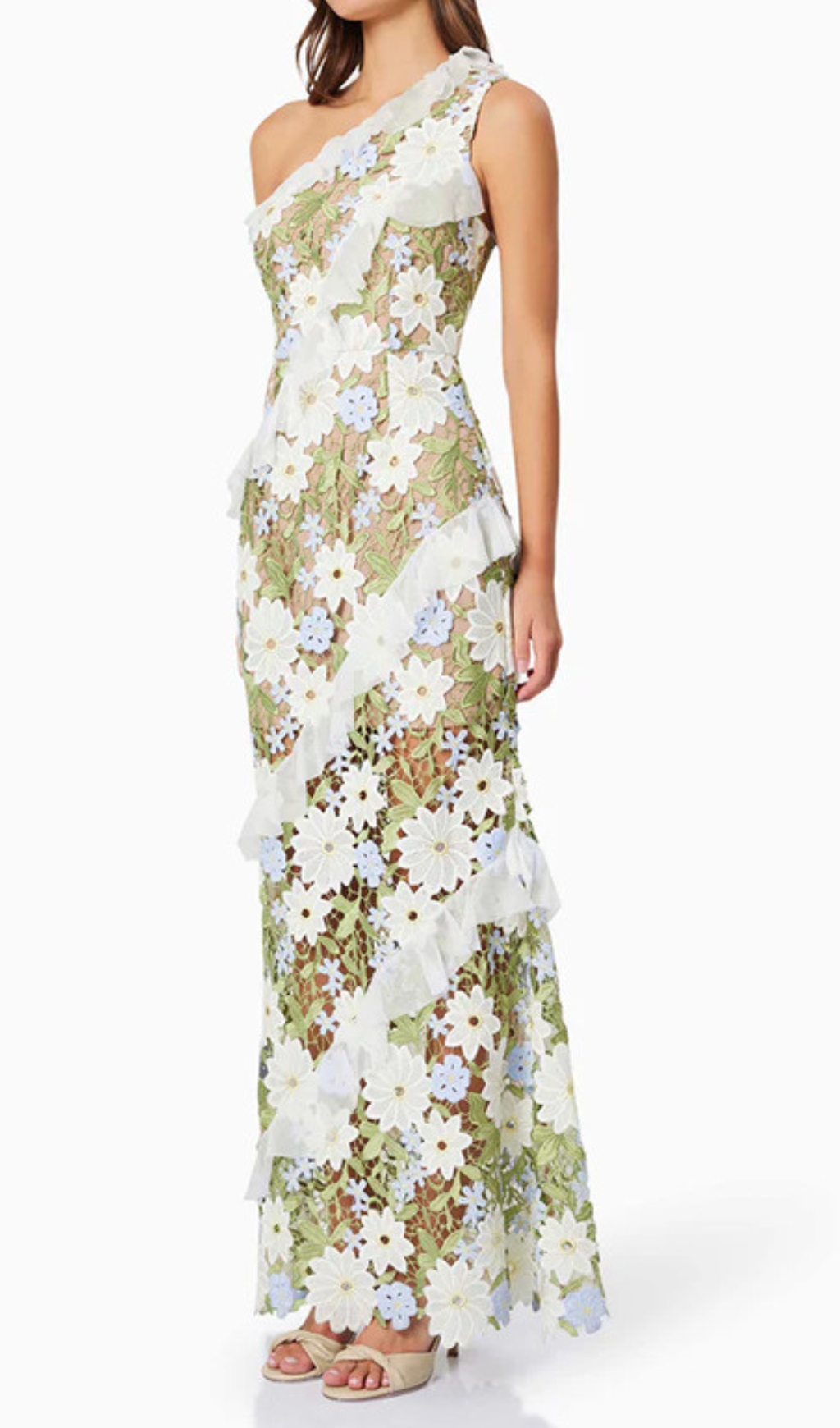 640bdbccf0f275727bb149bc5d9f9624 Caden Flower Embroidery One-Shoulder Maxi Dress