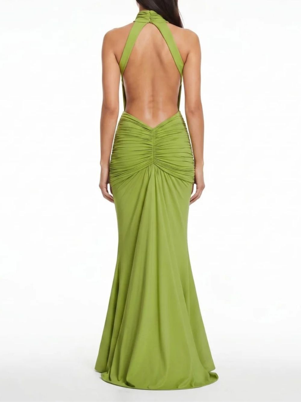 Fashionslee Women Drakar Backless Ruched Maxi Dress