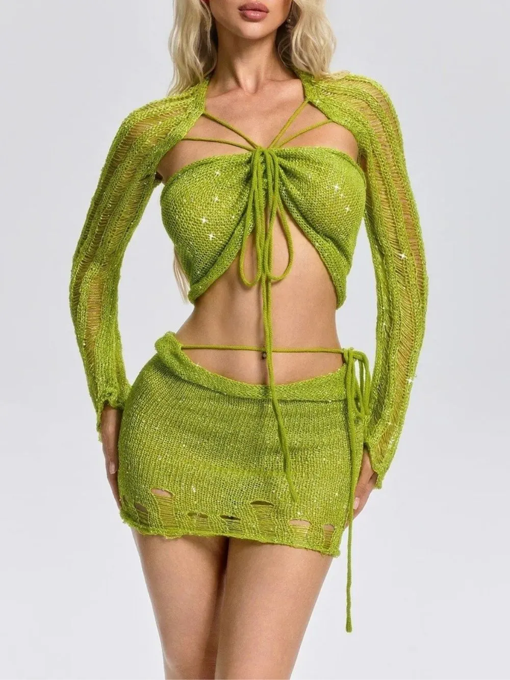 Fennella Knit Sequin Skirt Set