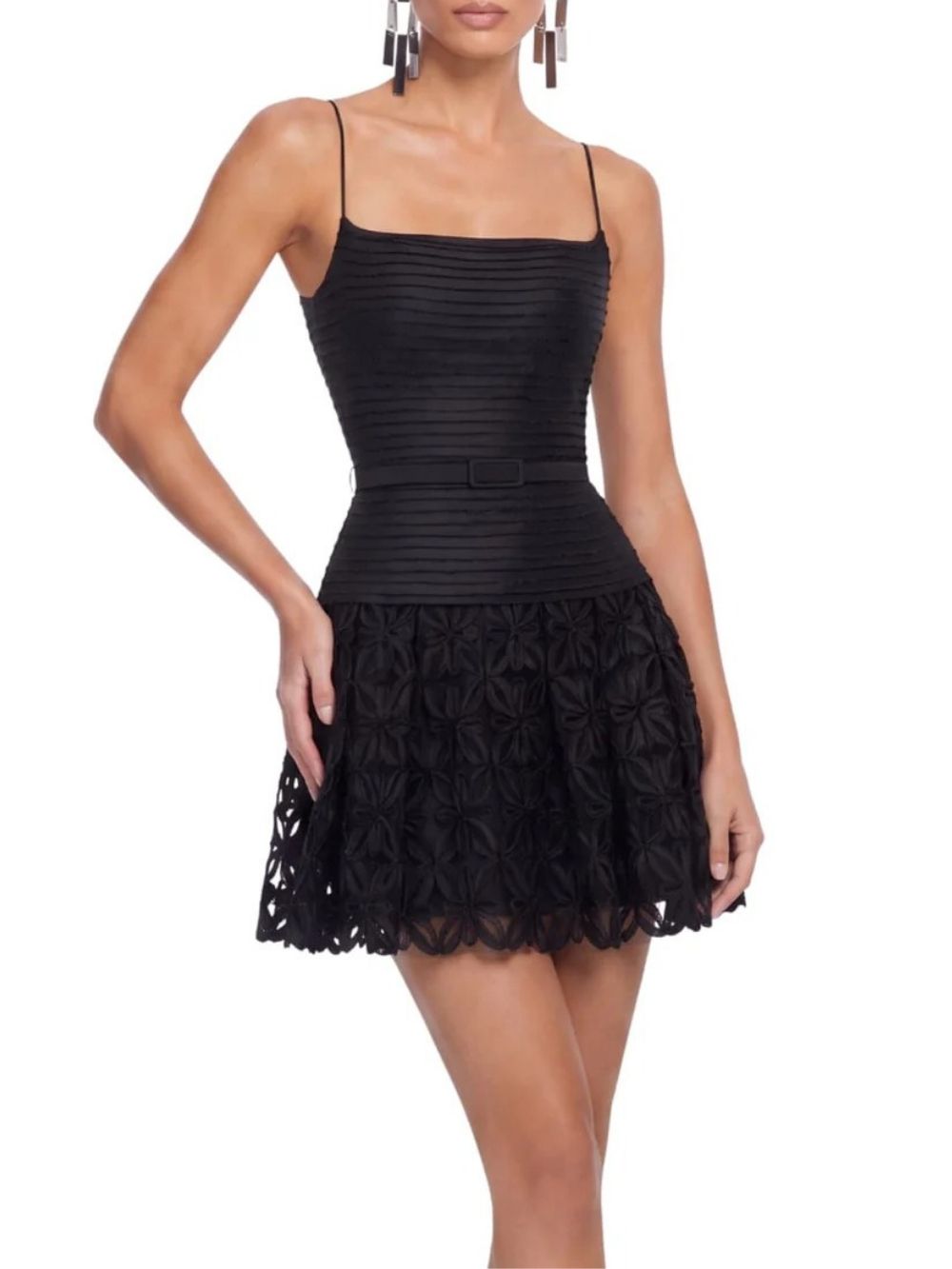 Alvora Spaghetti Floral Flared Mini Dress
