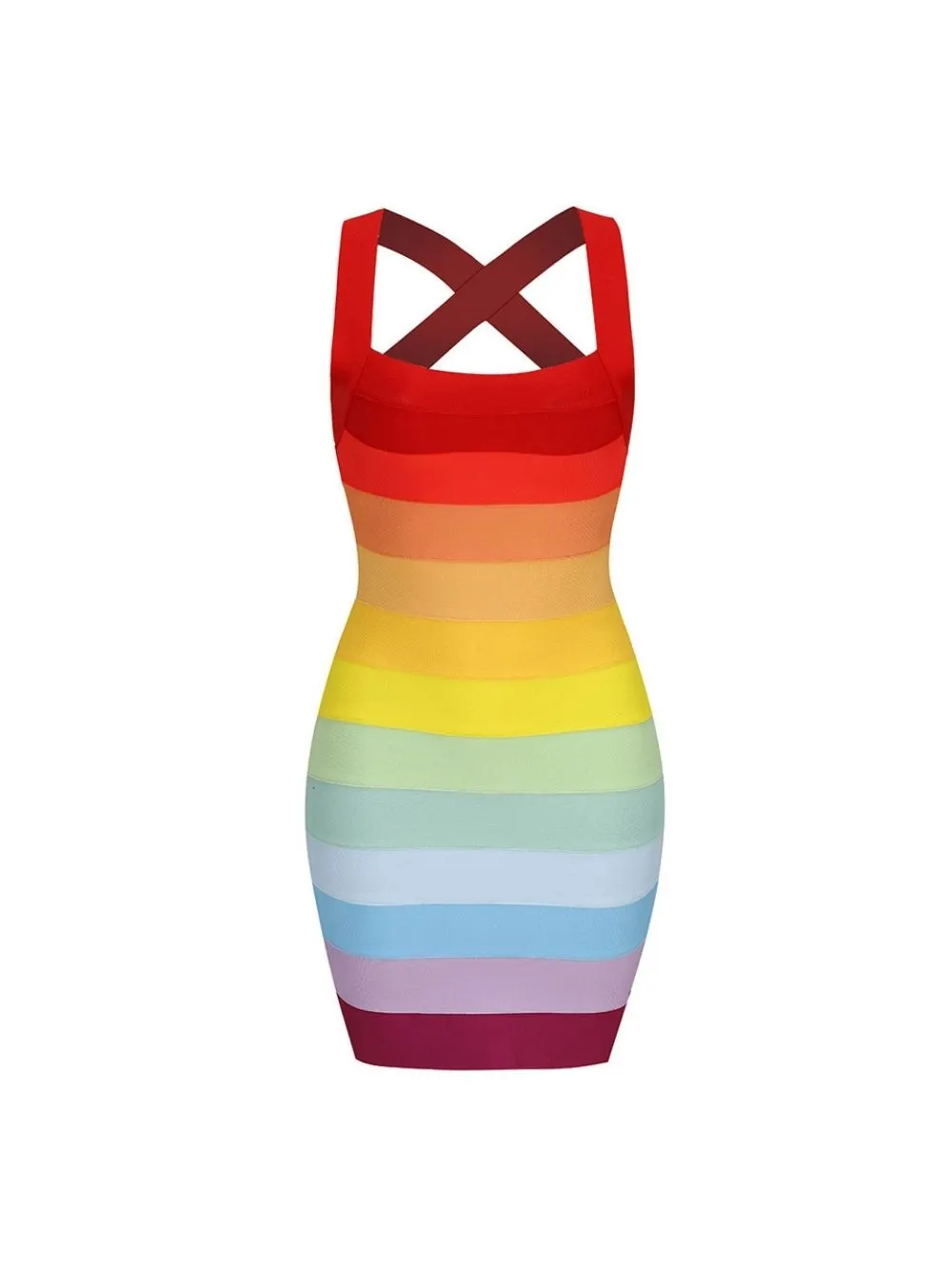 Rainbow Sleeveless Bandage Mini Dresses - OWNCI