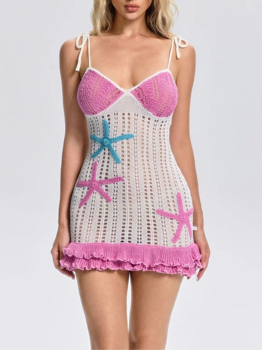 Seviona Spaghetti Starfish Knitted Dress - OWNCI Seviona Spaghetti Starfish Knitted Dress - OWNCI