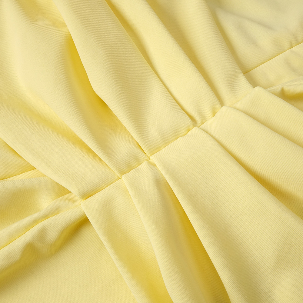 Fashionslee Women Gryta Yellow Halter Ruched Maxi Dress