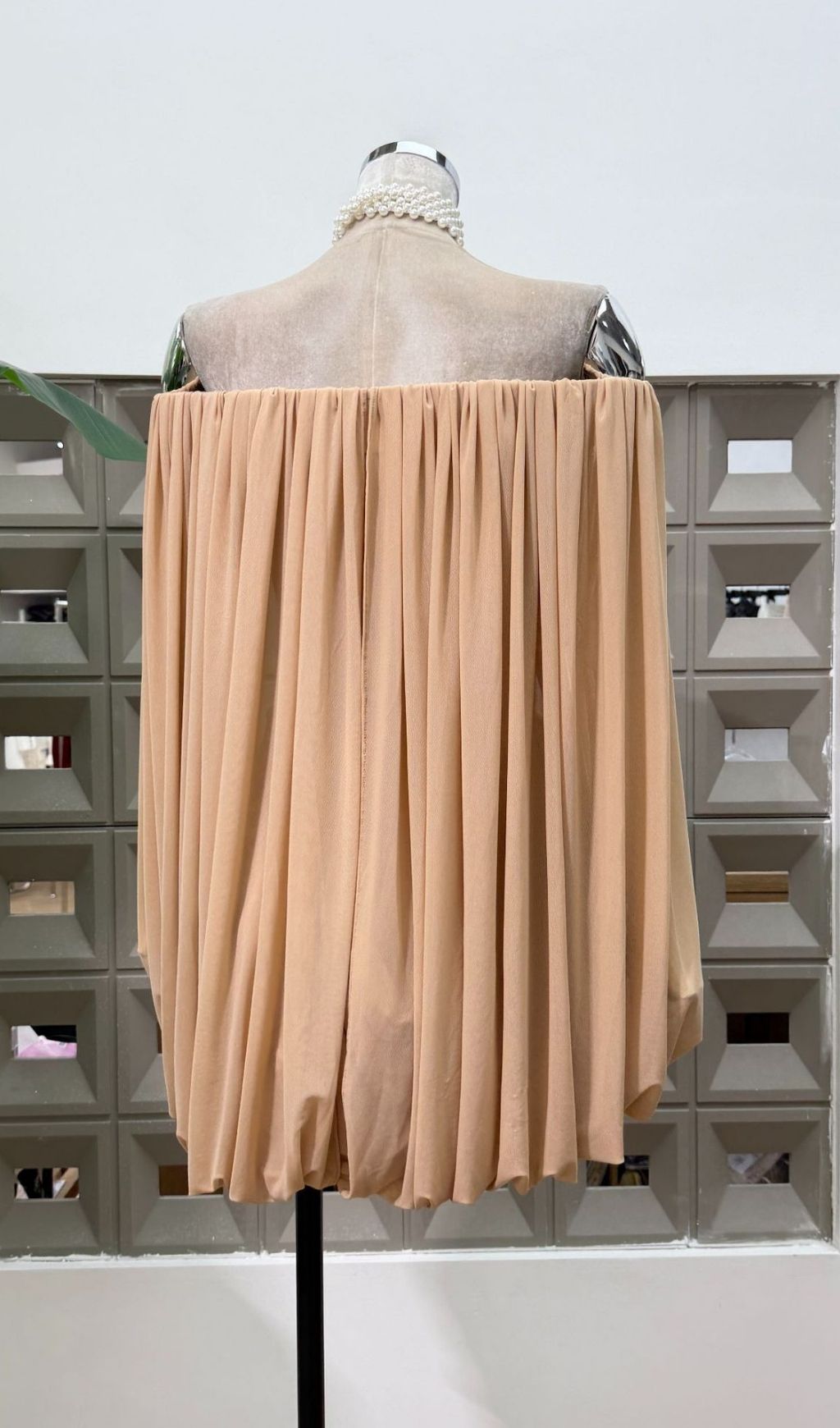 Zhuria Off Shoulder Draped Mini Dress - Khaki