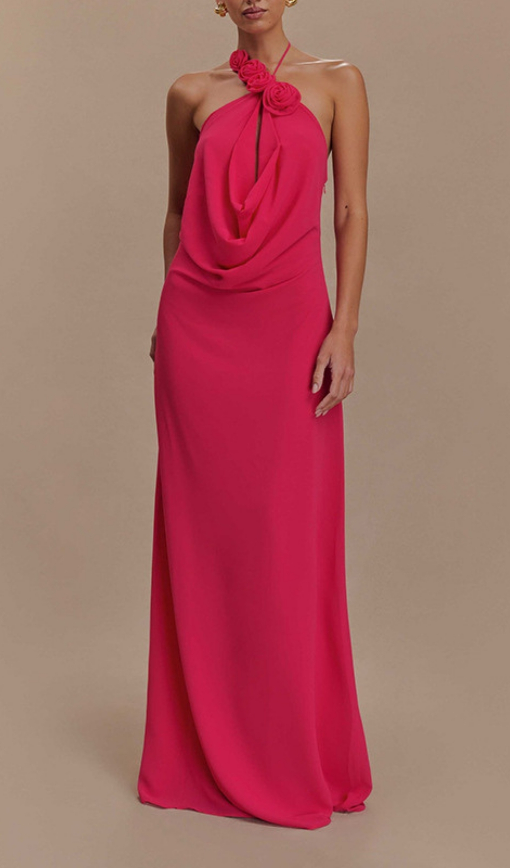 67a86ed6acbe4ce1bd5463f1501d99a1 Eun Rose Red Halter Flower Maxi Dress
