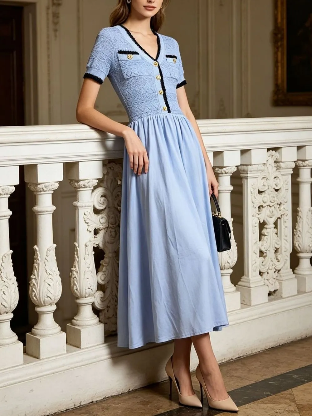 67c0a8d44d84c854bf27dc6f094860f3 Macha Short Sleeve Knit Midi Dress