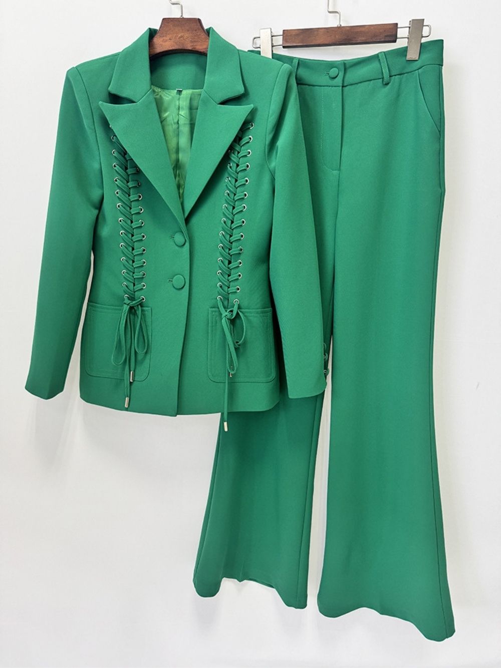 Malala Green Lace-Up Blazer Set - OWNCI Malala Green Lace-Up Blazer Set - OWNCI