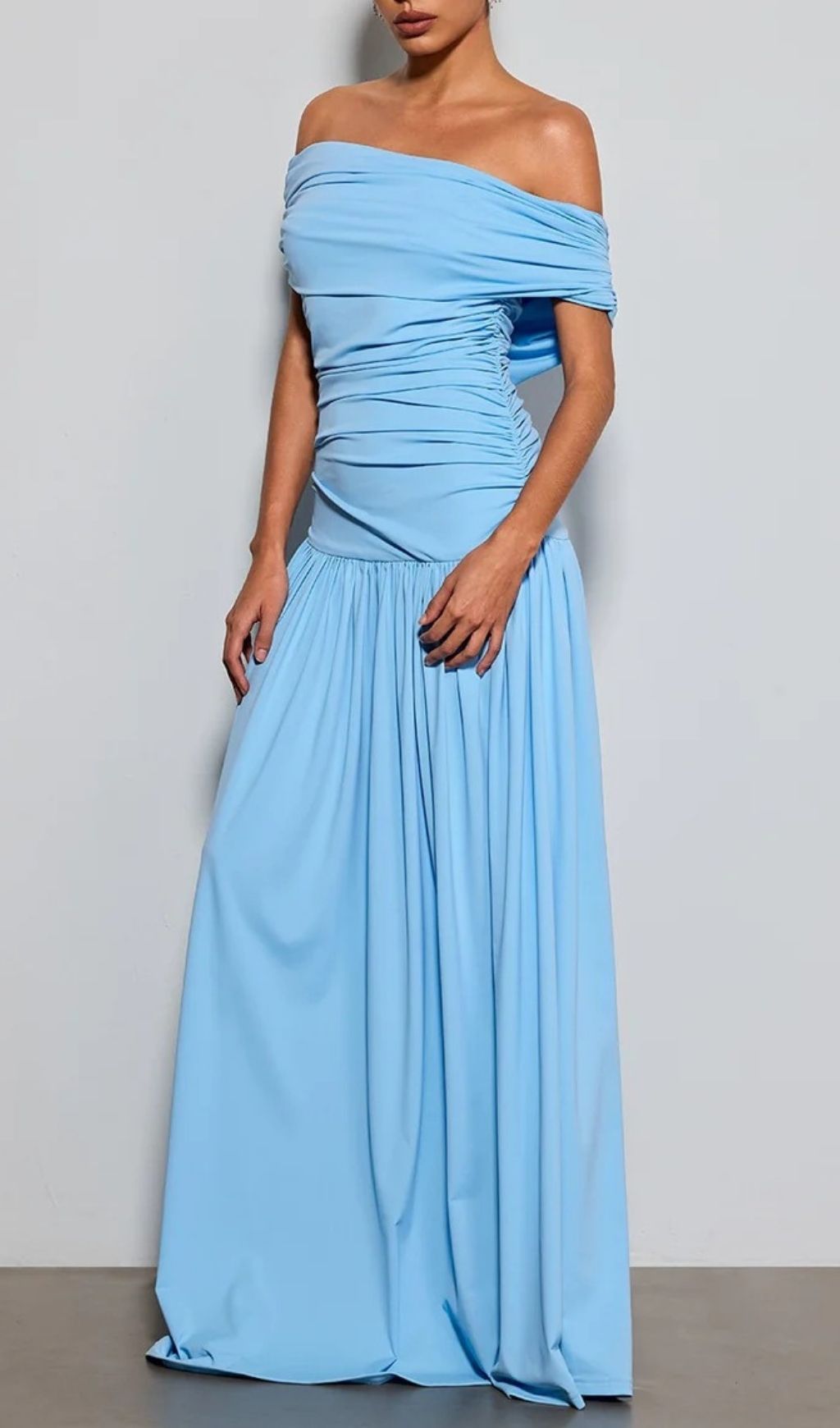 68349f5813395174d9aaa2b6c301534b.jpg Fashionslee Women Etsuko Off Shoulder Ruched Maxi Dress