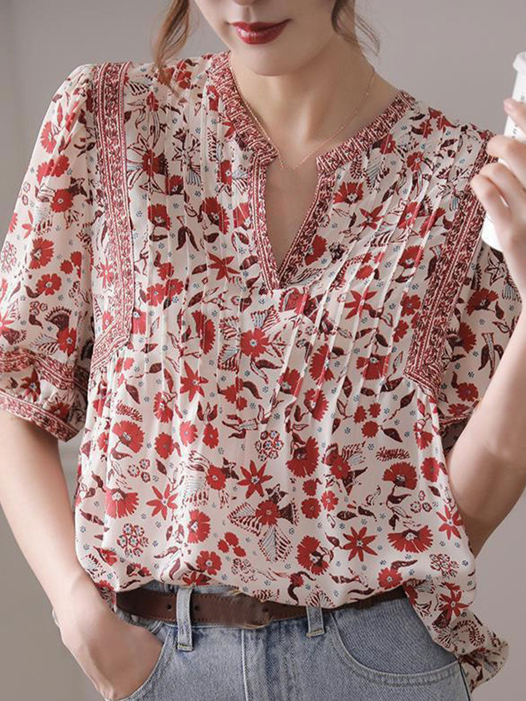 Lesley Classic Puff Sleeve Printed Top - OWNCI Lesley Classic Puff Sleeve Printed Top - OWNCI
