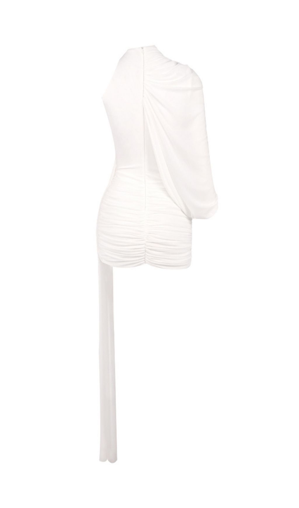 692c59c1760523f976444d4ced40d696.jpg Fashionslee Women Lauralee White Ruched Mesh Mini Dress