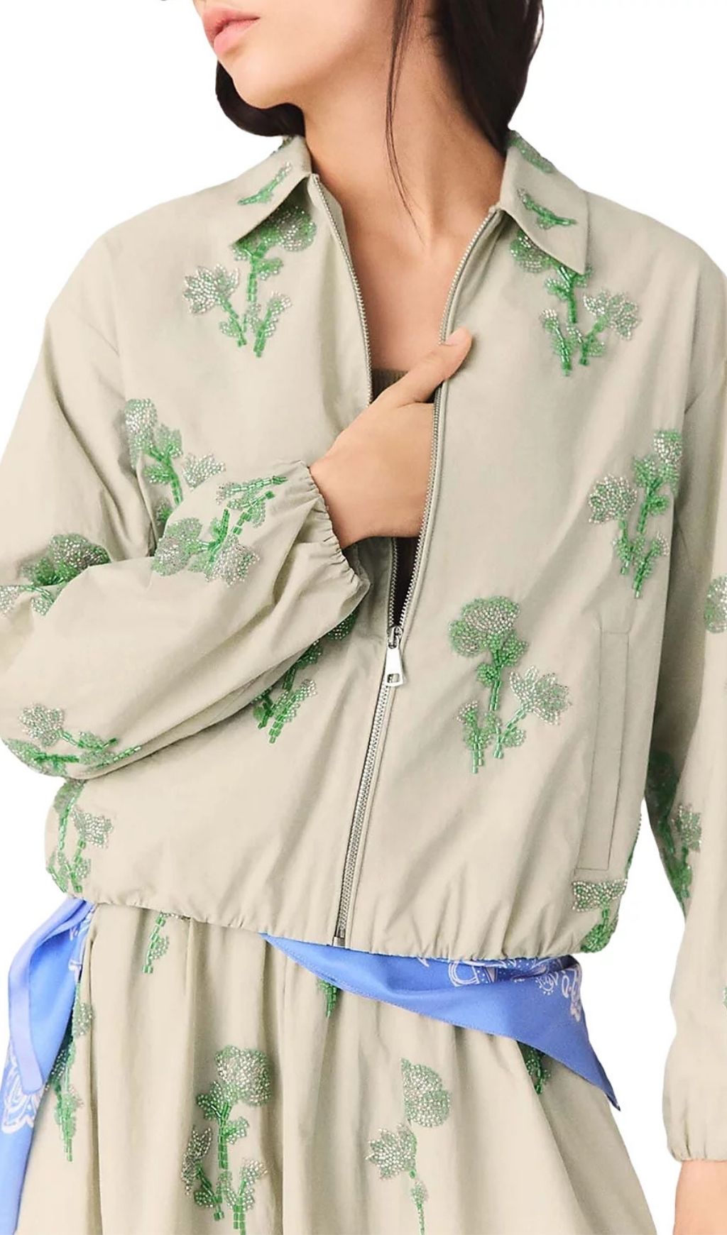 Fashionslee Women Embroidered Technical Bomber Jacket