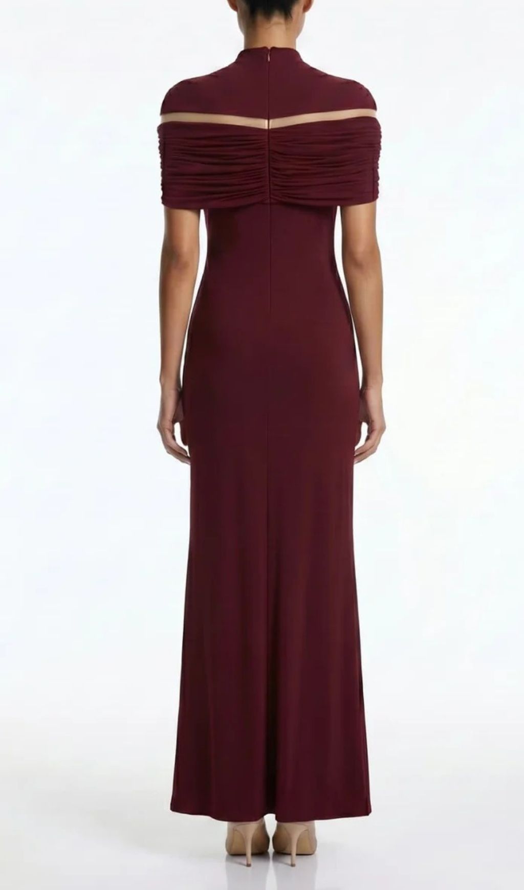Fashionslee Women Celsor Cape Ruched Maxi Dress
