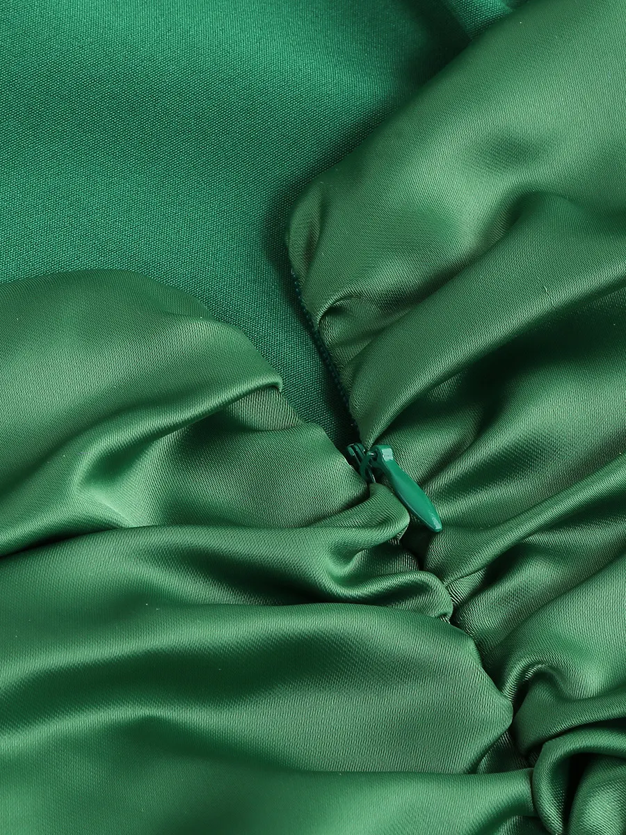 6b854f87dc99415a5af266d1108bacc3 Mame Green Cutout Ruched Long Sleeve Mini Dress