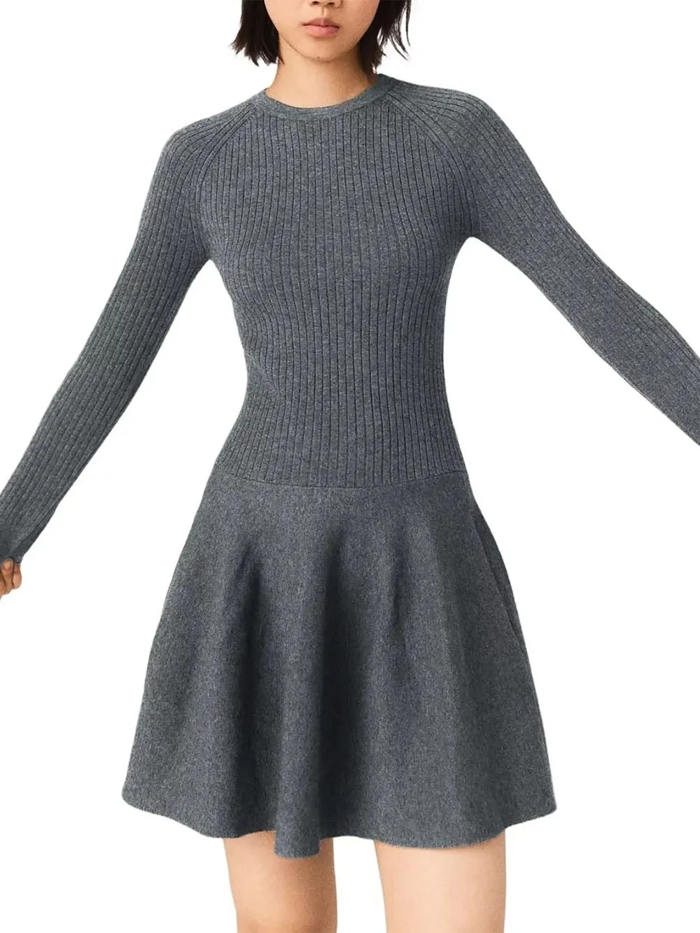 Ribbed Mini Skater Dress