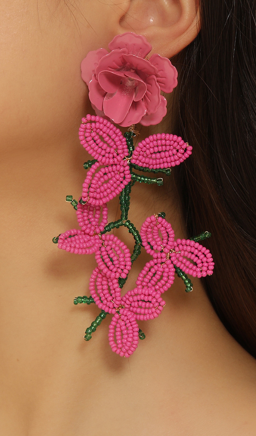 Cybele Rose Red Flower Earrings