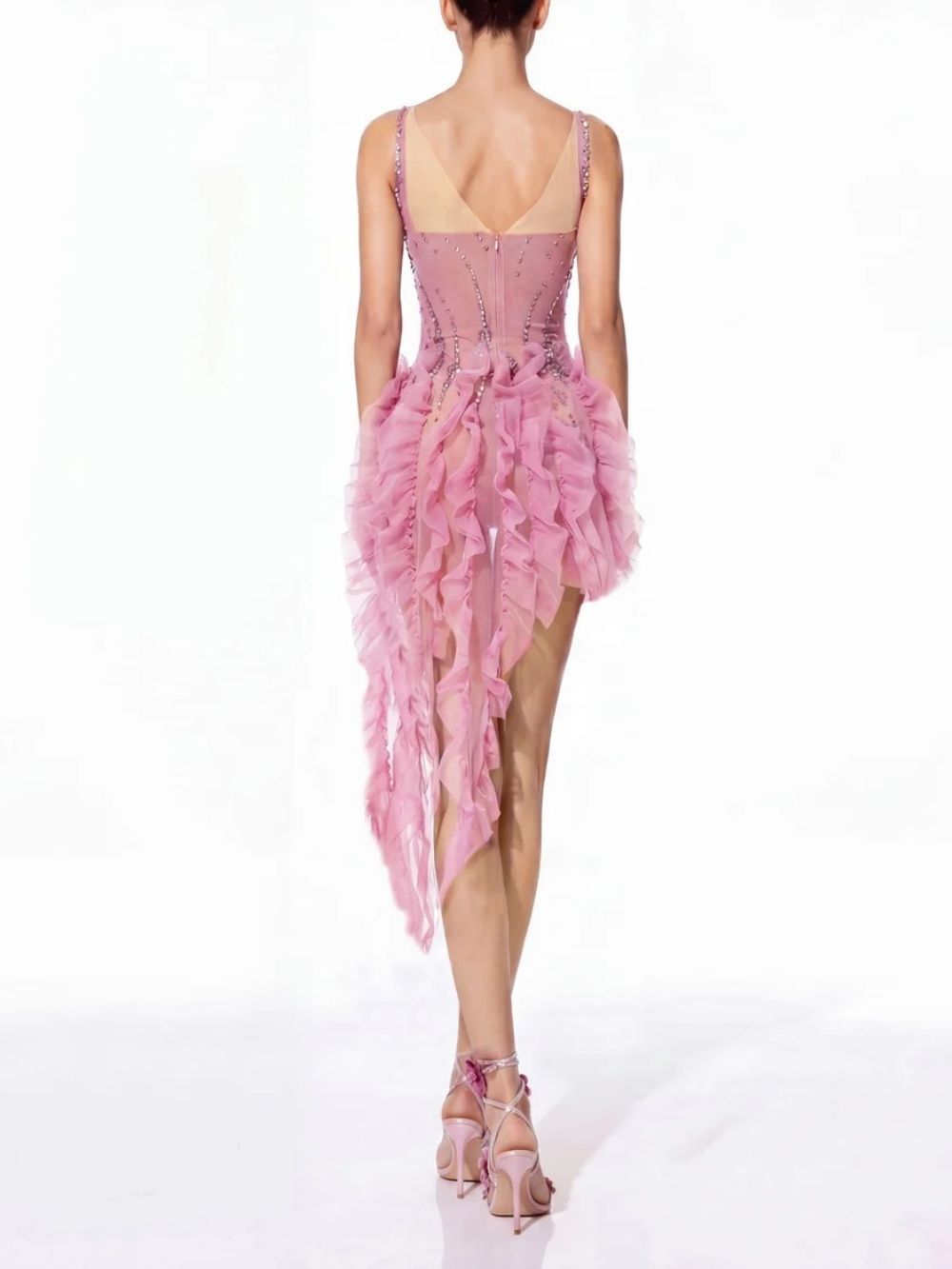 Ulrican Diamond Ruffle Mini Dress