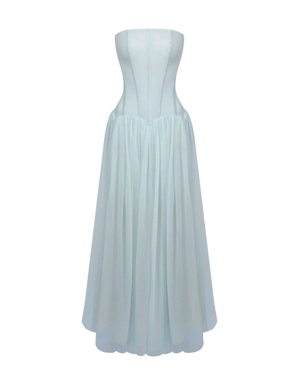 MADILYN BLUE STRAPLESS CORSET MESH MAXI DRESS - OWNCI MADILYN BLUE STRAPLESS CORSET MESH MAXI DRESS - OWNCI