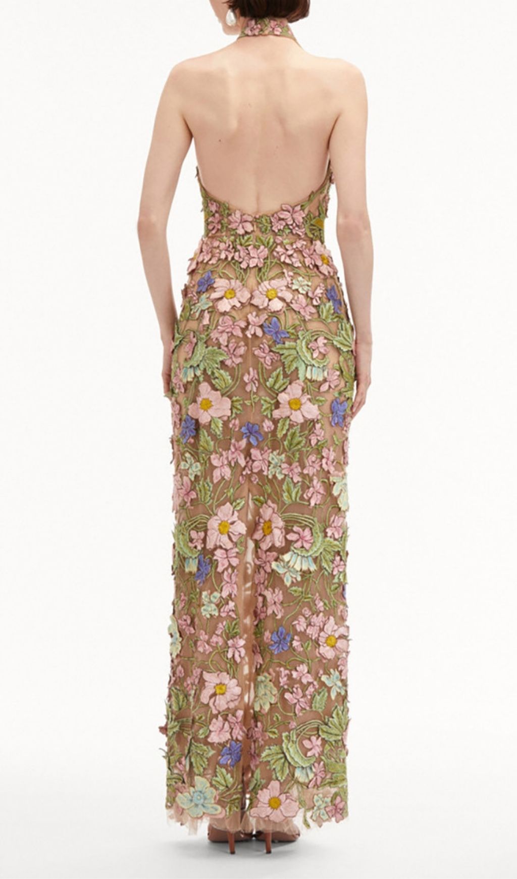 Lavinia Halter Embroidered Maxi Dress for Wedding - floral maxi dress by OWNCI