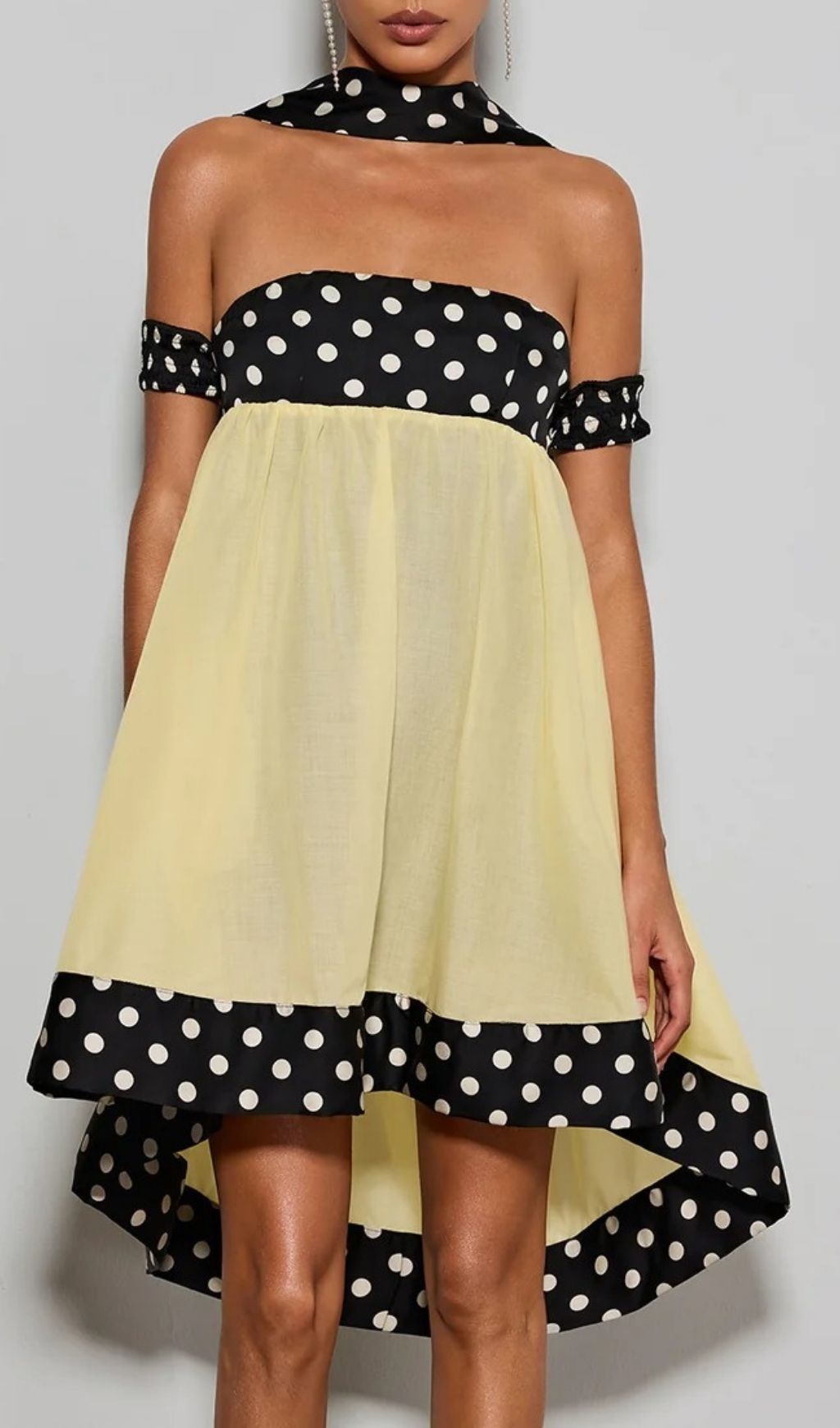 Fashionslee Women Velvandis Off Shoulder Dot Mini Dress