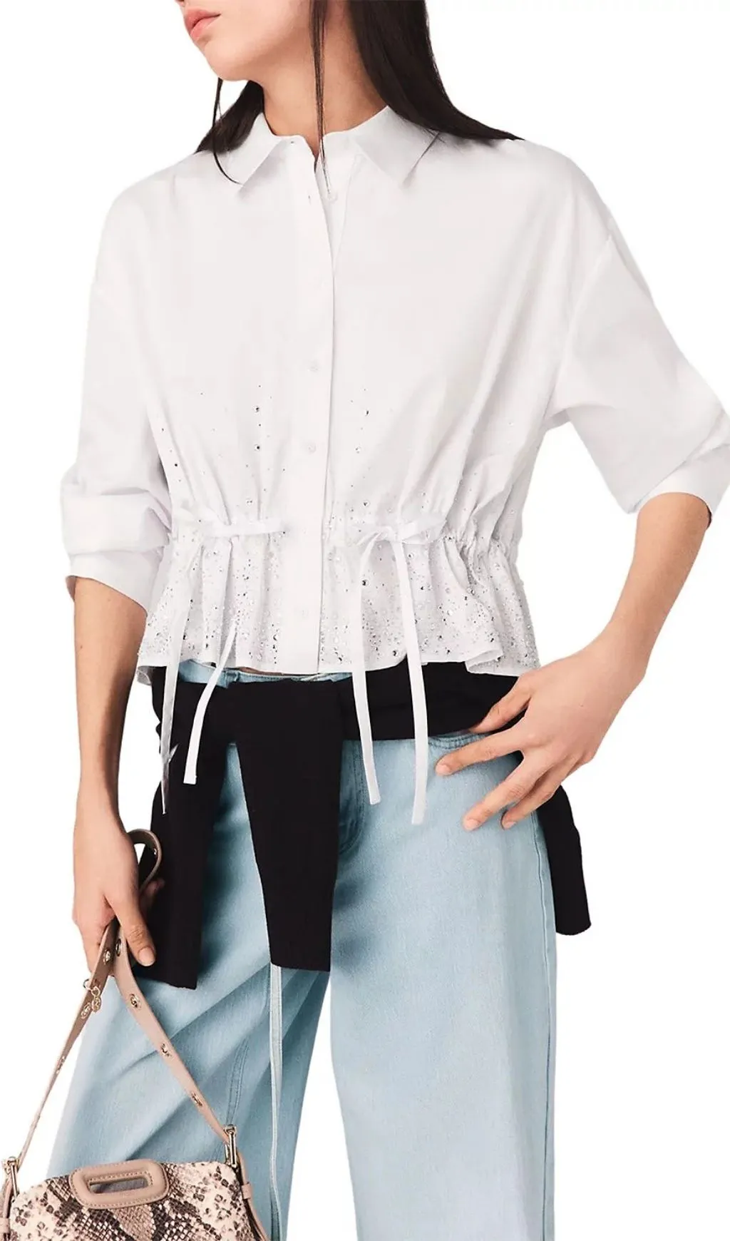 Fashionslee Women Cisequino Rhinestone Shirt