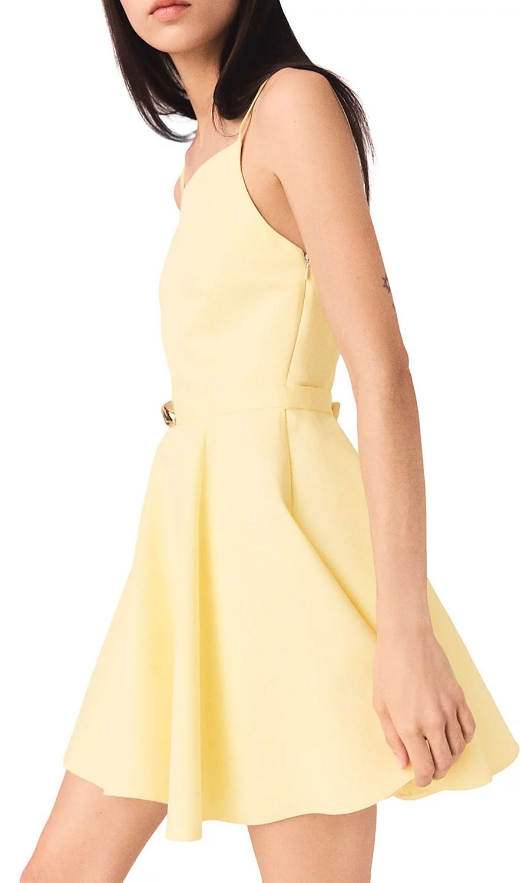 Fashionslee Women Strappy Flared Dress - Pale Yellow