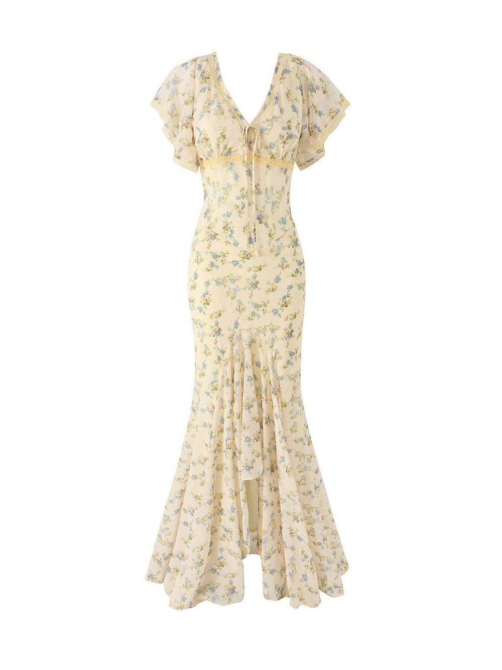 6fdb764c58ca726c98c88d8c2eae8484.jpg Fashionslee Women Ashgar Butter Yellow Puff Sleeve Floral Maxi Dress