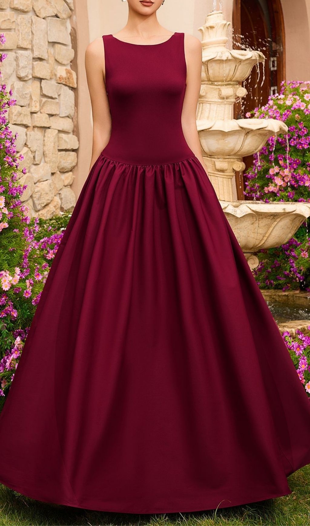 Fashionslee Women Madden Red Sleeveless Maxi Dress