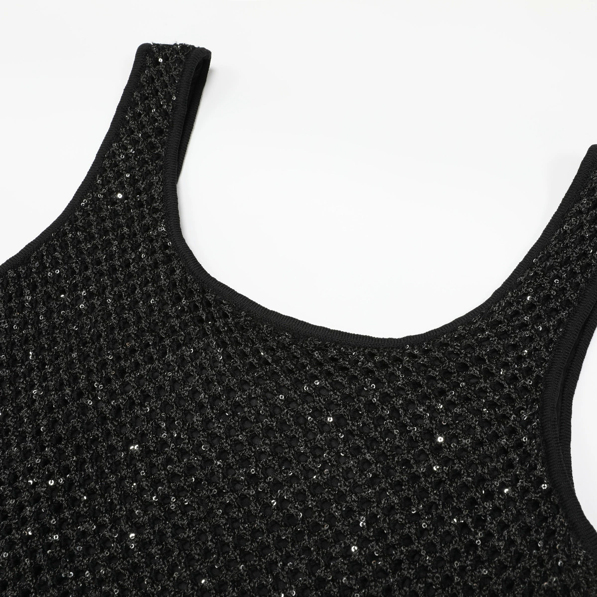 Kimbra Black Sleeveless Sequin Knit Midi Dress
