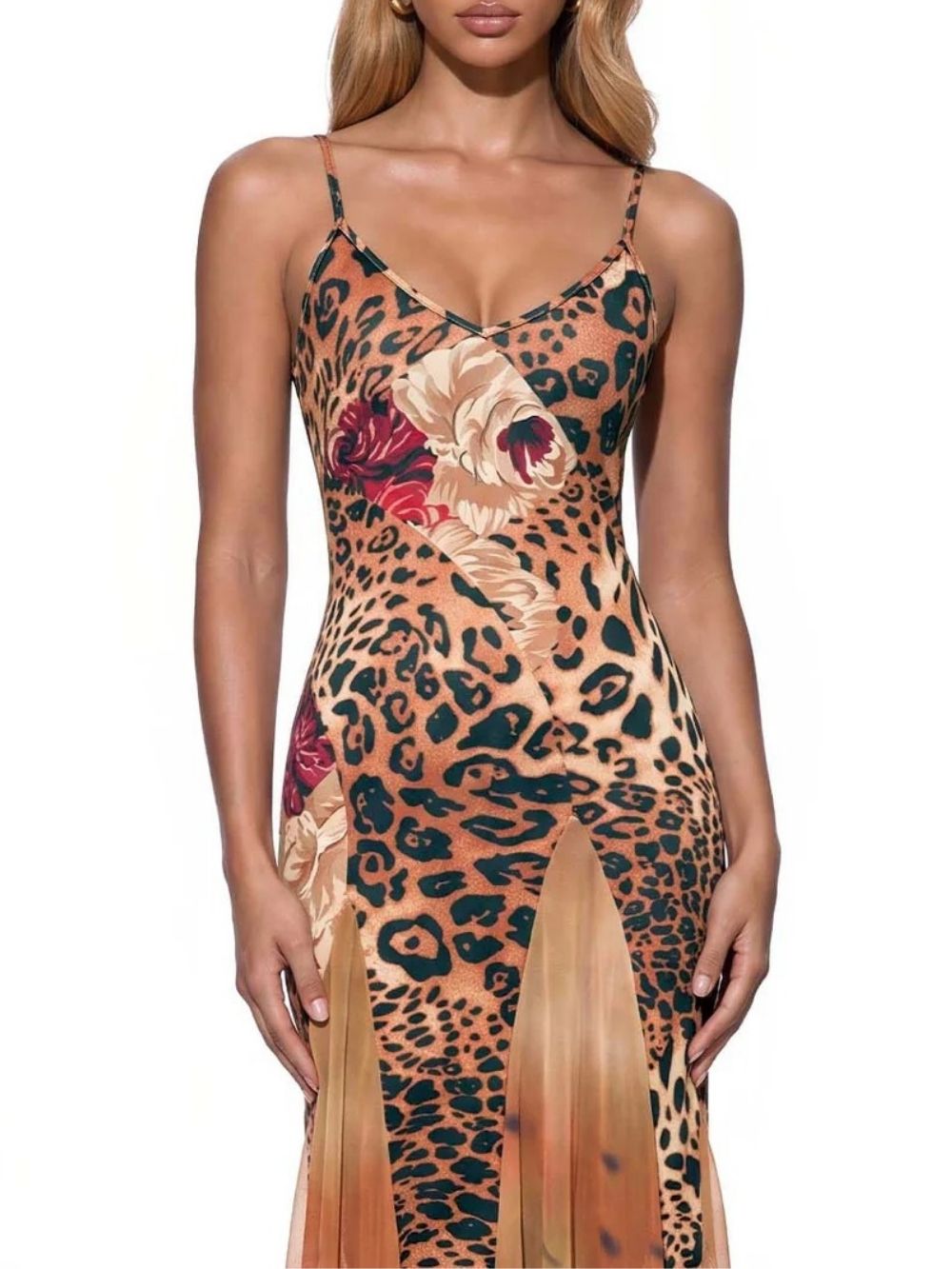Bryna Spaghetti Leopard Midi Dress