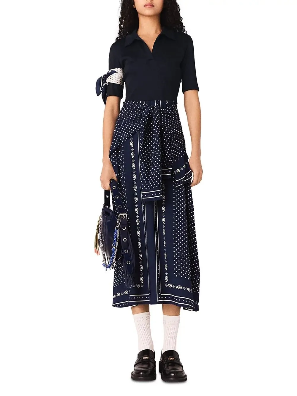 Patterned Mixed Media Dress - OWNCI Patterned Mixed Media Dress - OWNCI