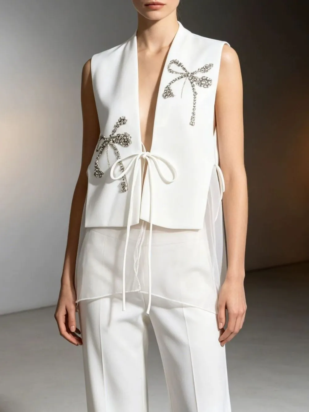 Magdaline Bow Diamante Vest