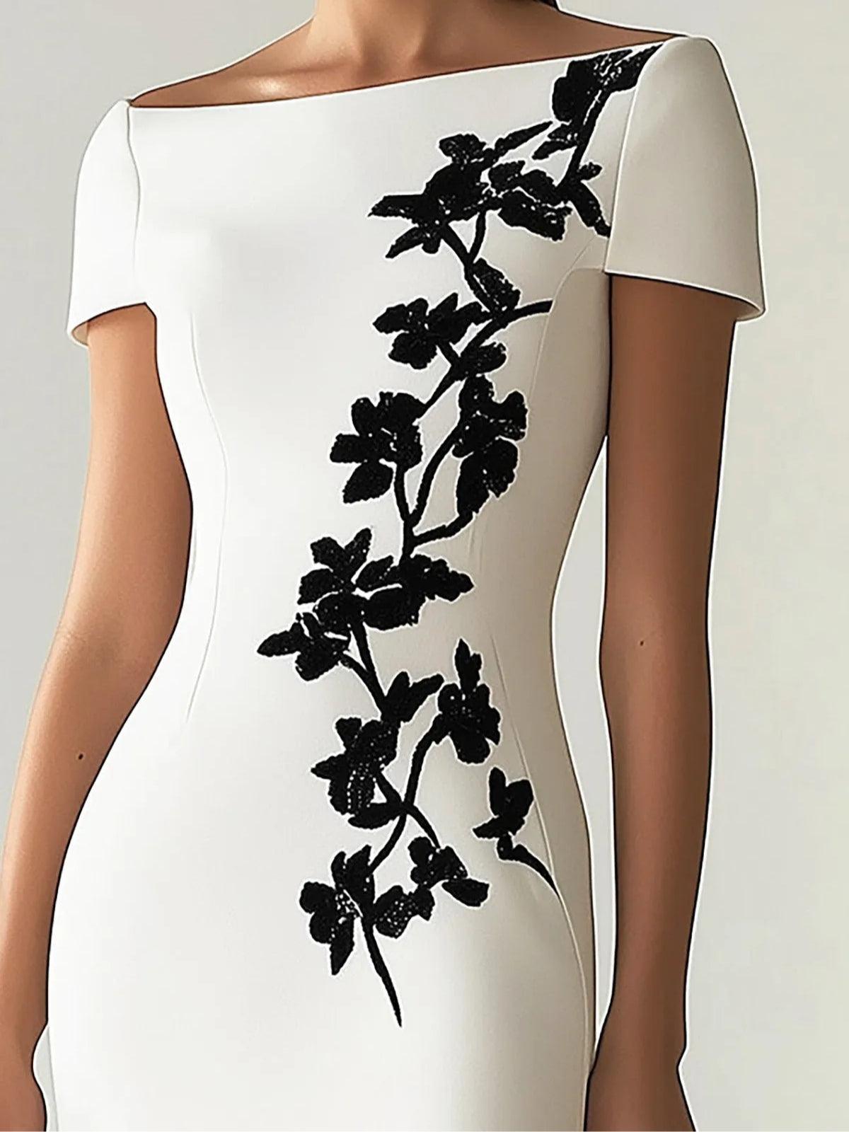 723cc1c3e5e7926634dcb07bb4bc5018 Chic Floral Print Boat Neck Midi Dress