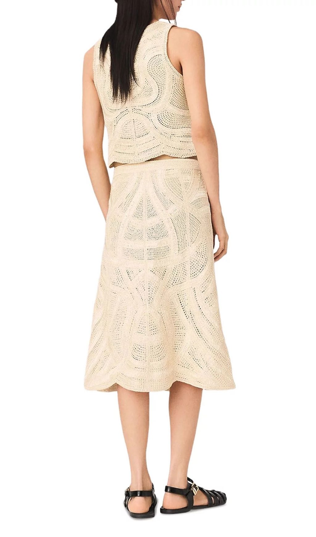 Fashionslee Women Jight Crochet Midi Skirt