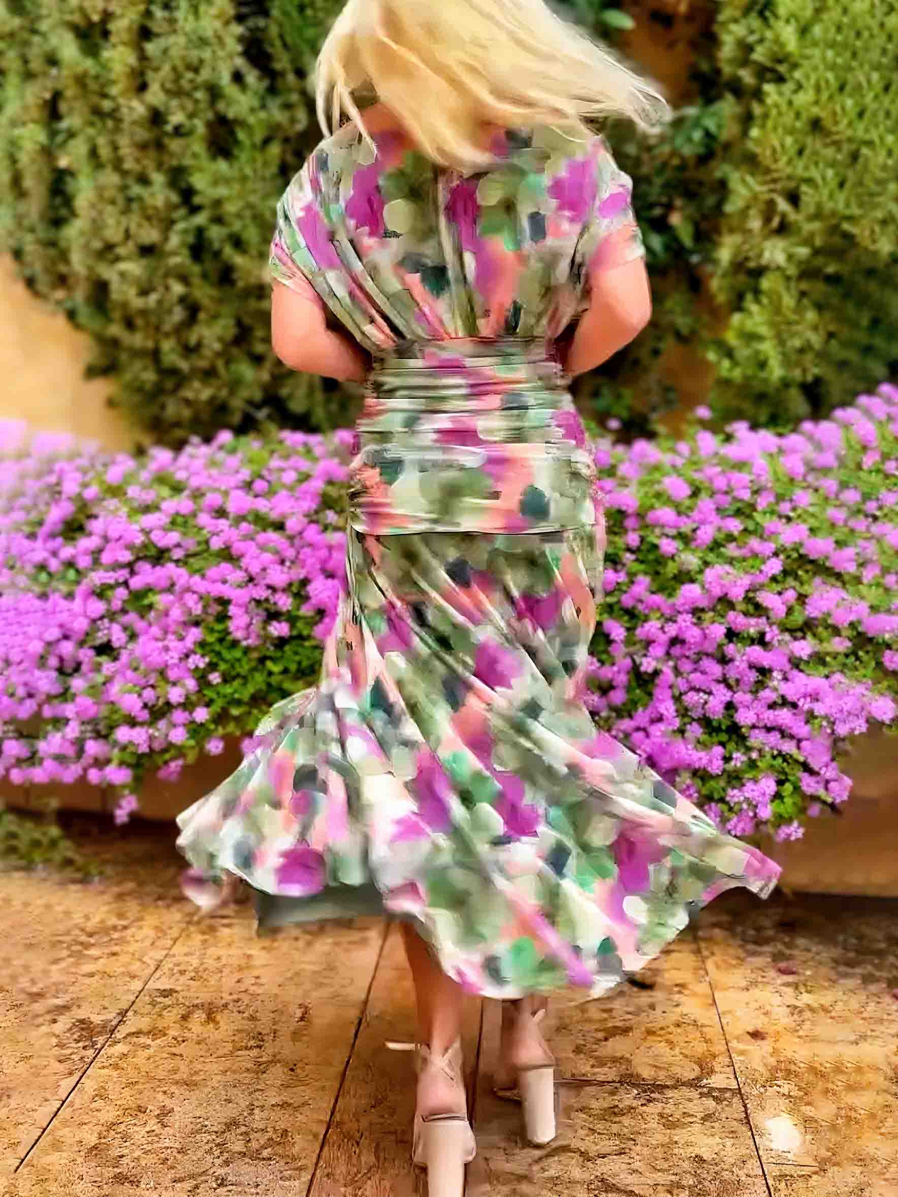 Elegant V-neck Fantasy Painted Floral Print Party Maxi Dress - OWNCI