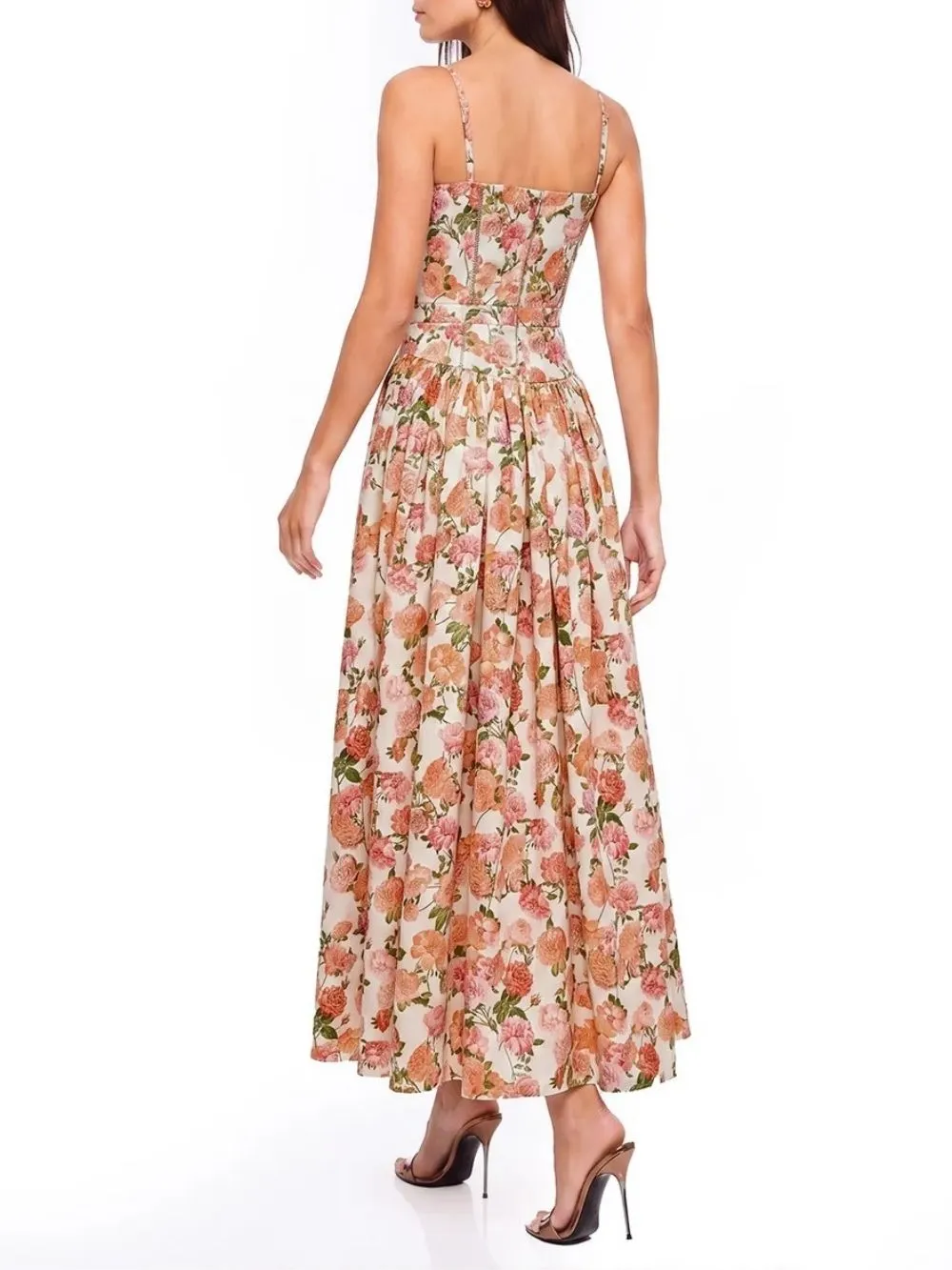 Gaia Spaghetti Floral Midi Dress - OWNCI