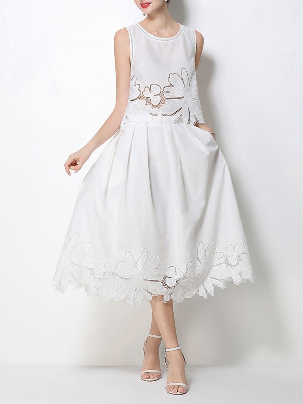 Mahlia White Flower Two-Piece Set - OWNCI Mahlia White Flower Two-Piece Set - OWNCI