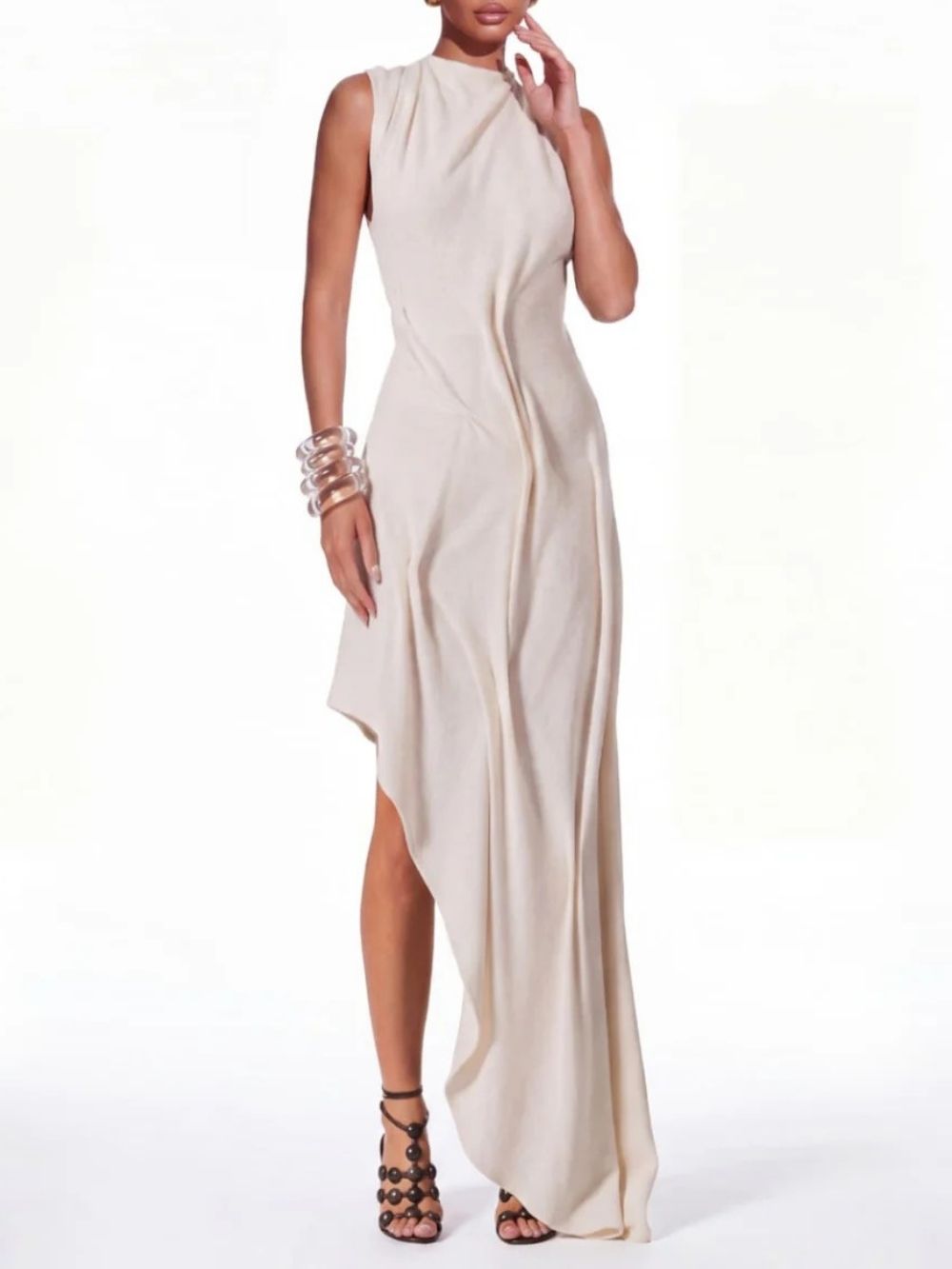 740700c902391a8ce4dc214b3fc827f1 Raviel Sleeveless Asymmetric Knit Dress