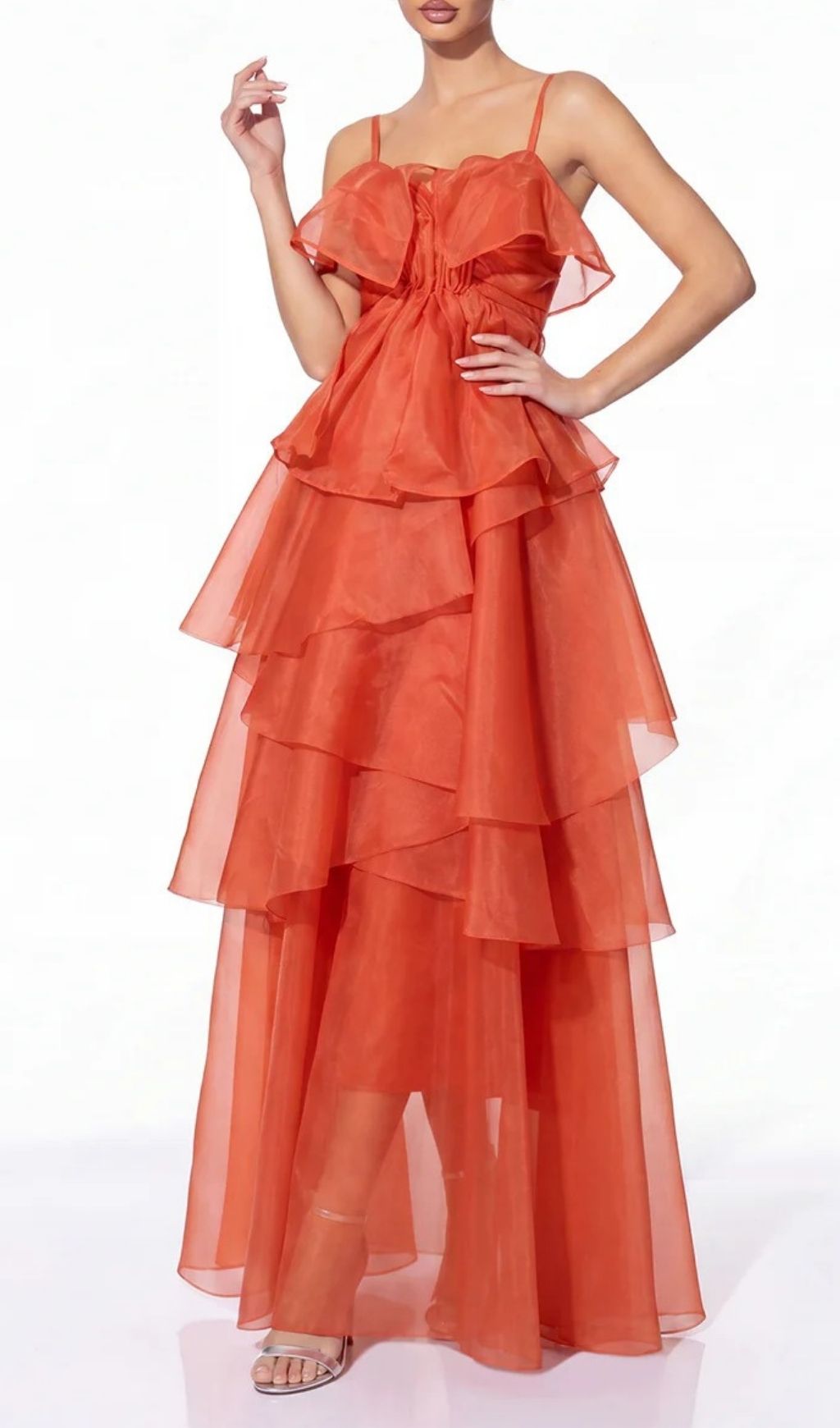 Fashionslee Women Varesa Spaghetti Ruffle Maxi Dress