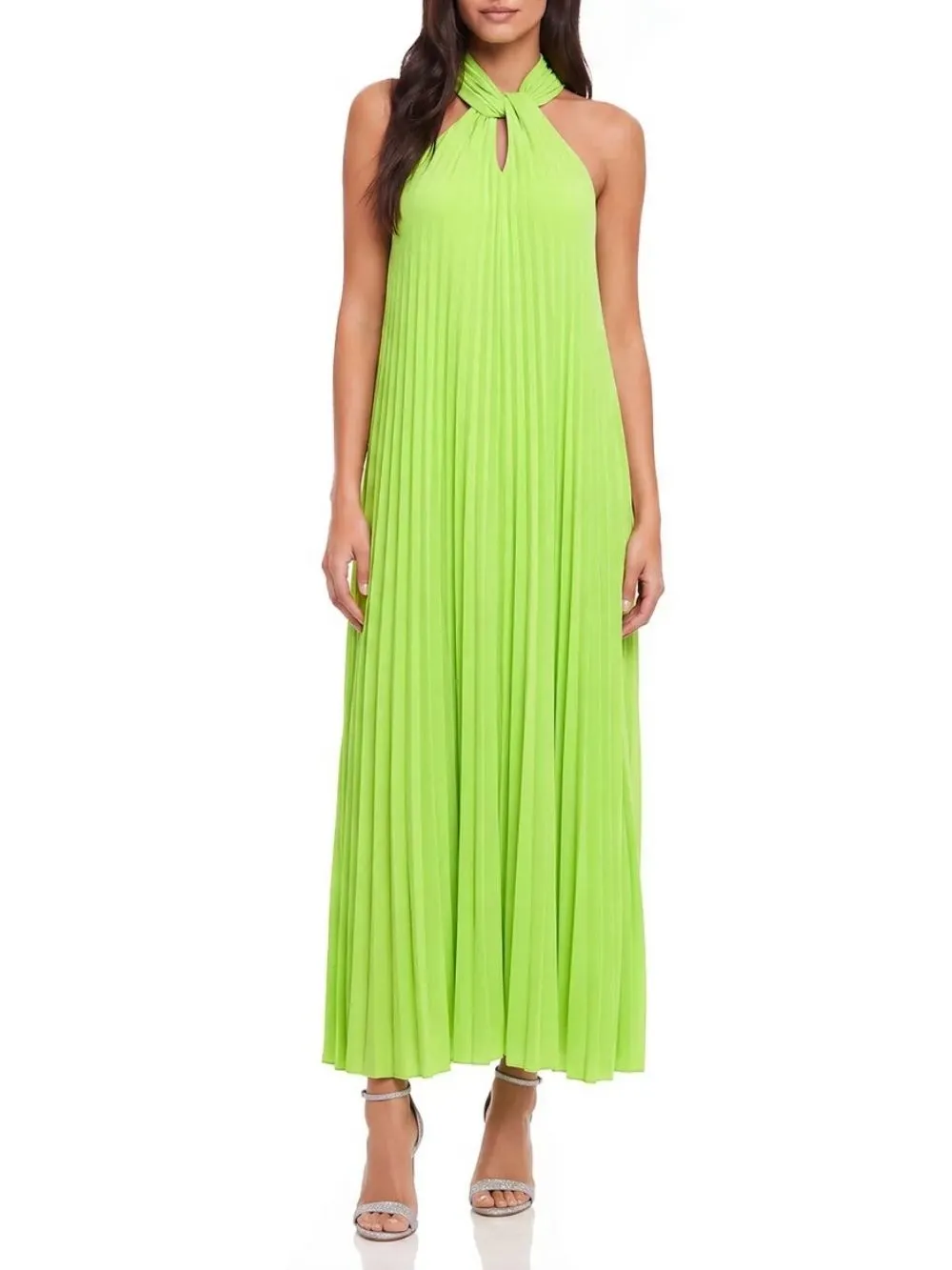 Gwen Halterneck Pleated Midi Dress - OWNCI