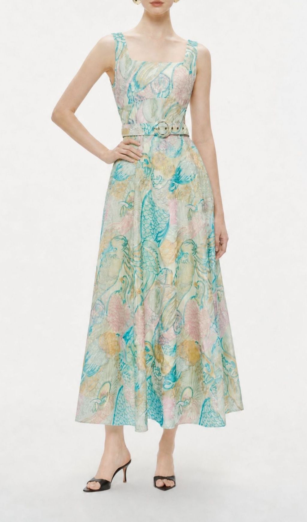 Fashionslee Women Macklyn Printed Midi Dress With Belt