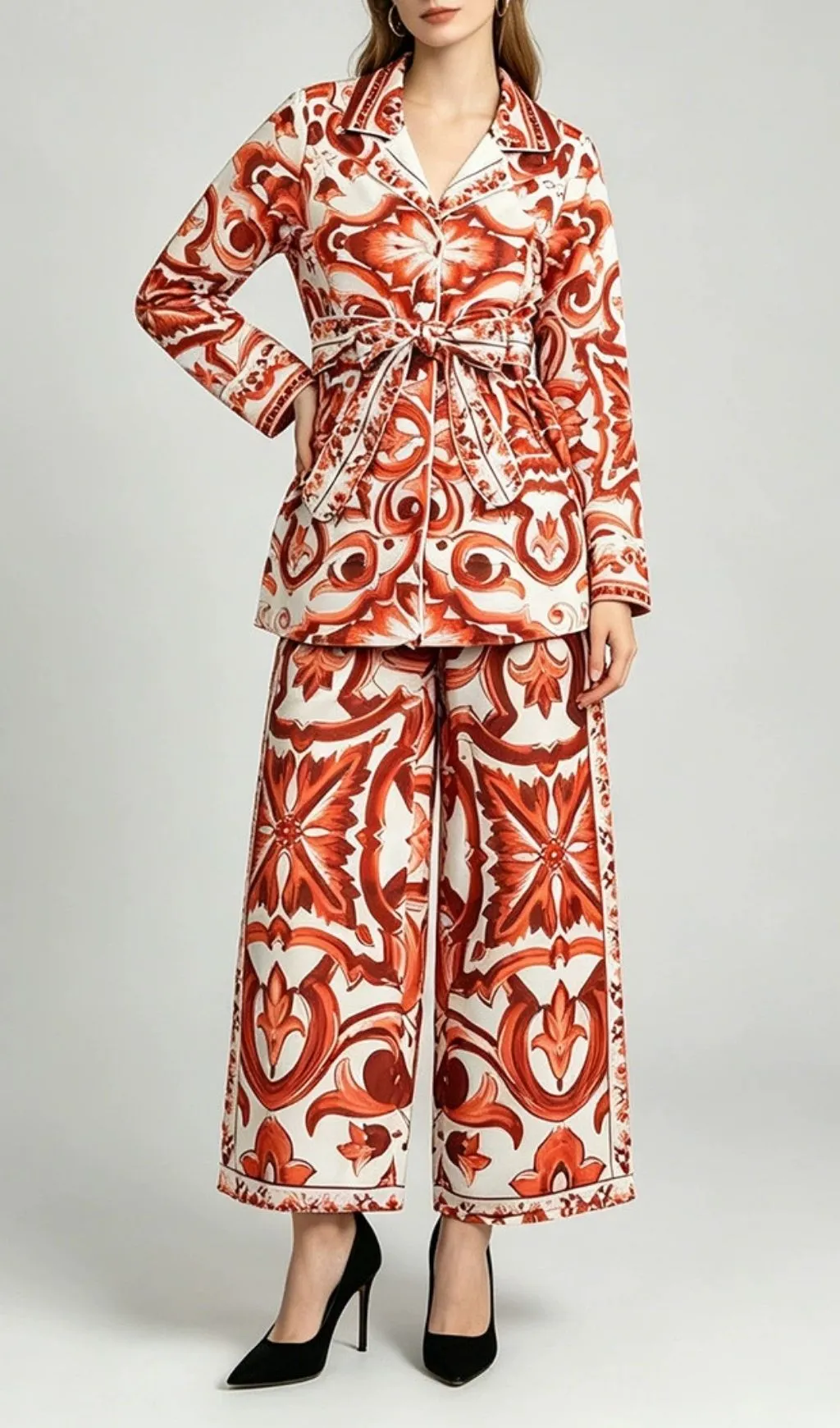 Fashionslee Women Madrona Printed Long Sleeve Two-Piece Set