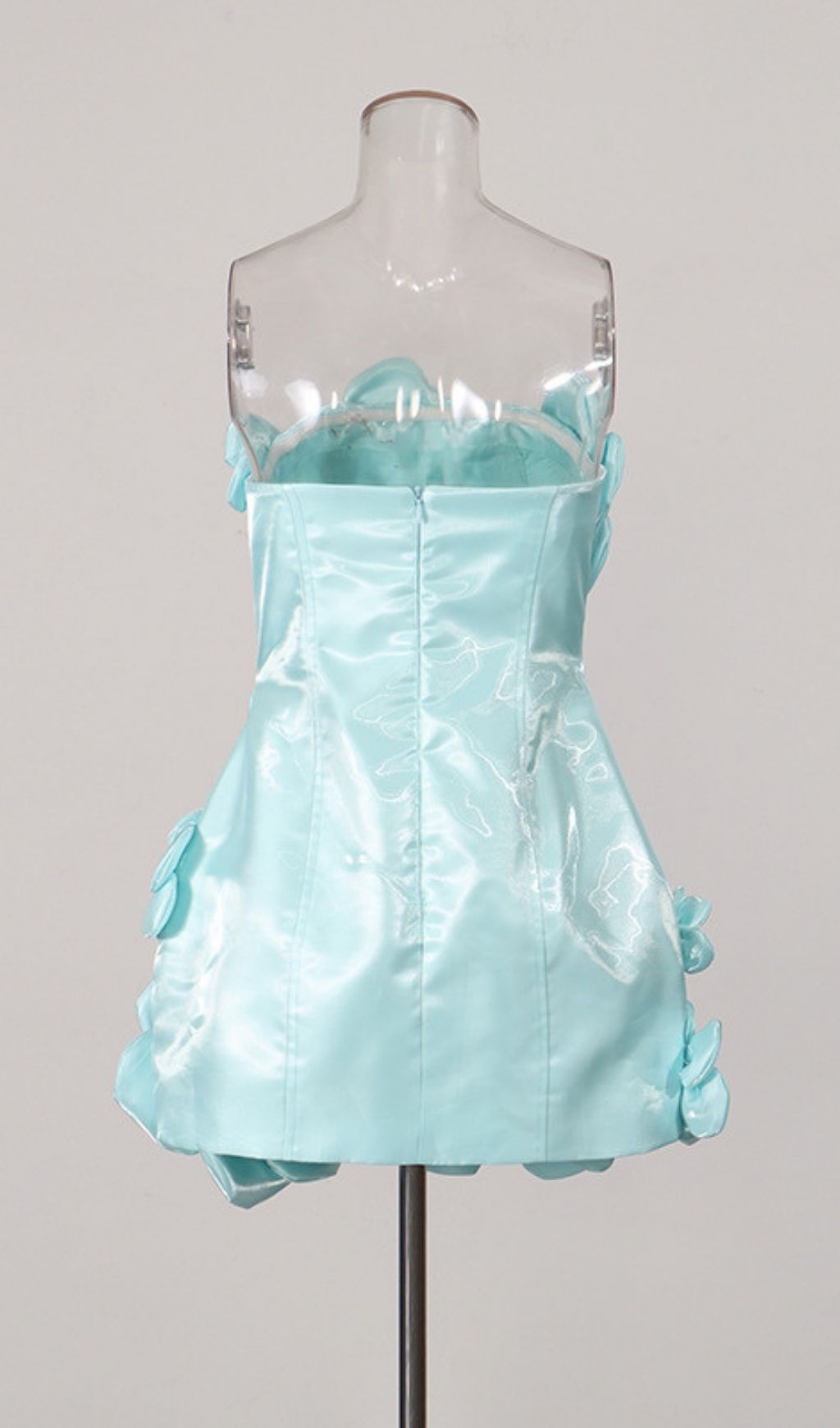 7828400fff6ea0d6864e008bf8b33761 Widaad Blue Strapless Mini Dress With 3D Petals