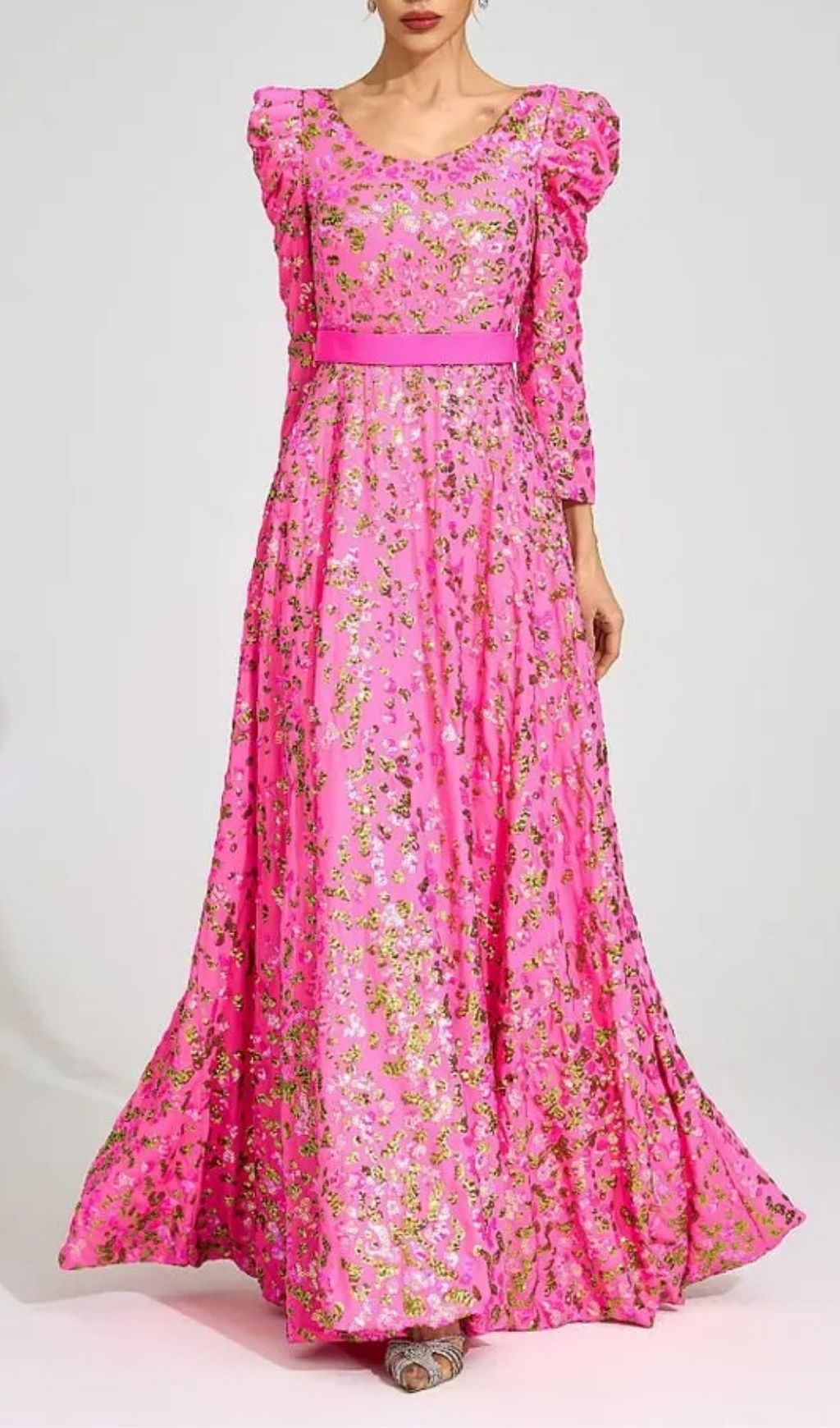 788590a3a65002da07fda8abc5c725c5 Zenobia Rose Red Sequin Print Maxi Dress