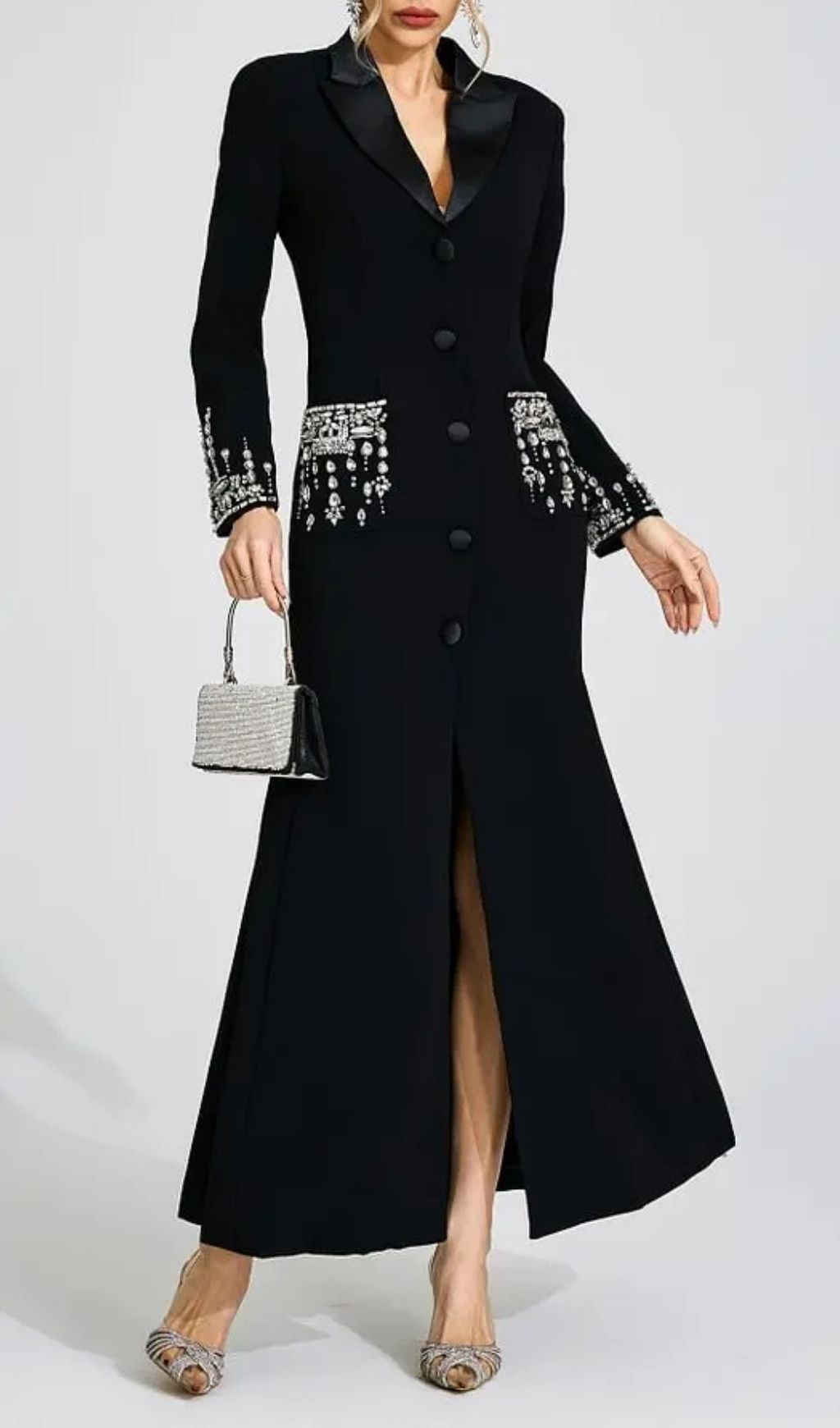 78924a228d58a481dacd531d6a3250f0 Simona Black Diamond Embellished Maxi Dress