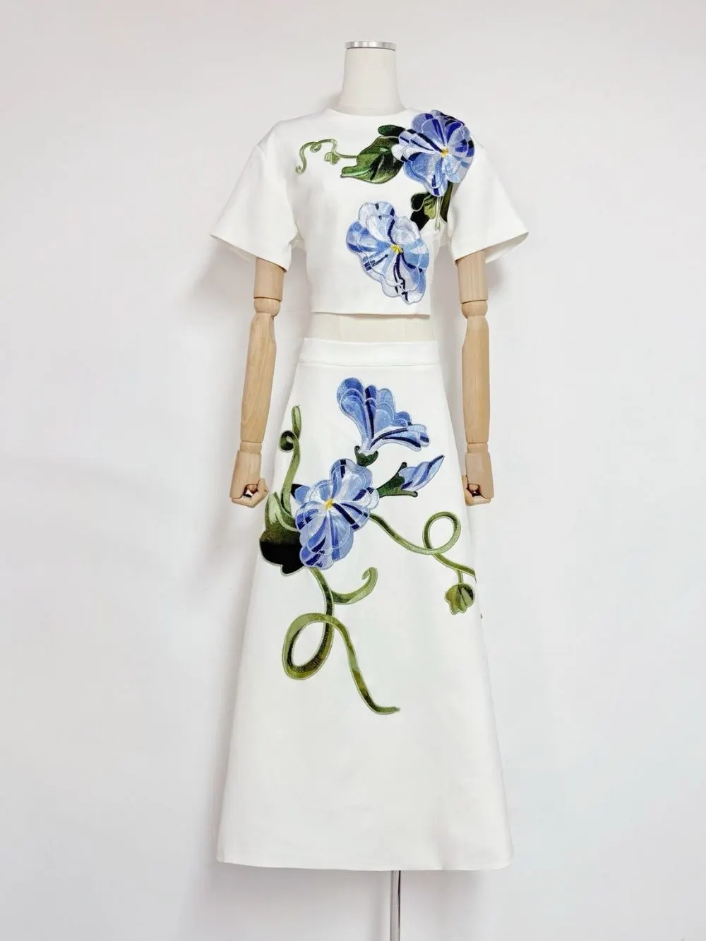 Clarke Flower Embroidery Two-Piece Set
