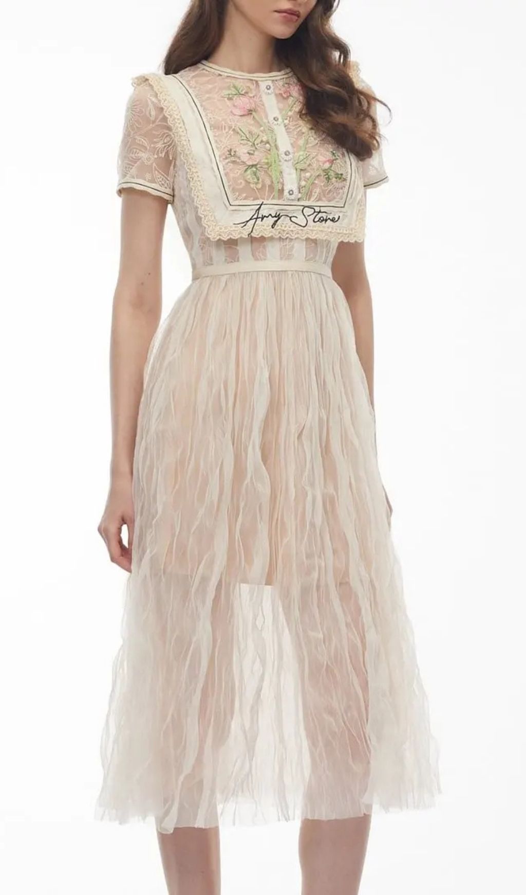 Wendy White Floral Embroidered Maxi Dress