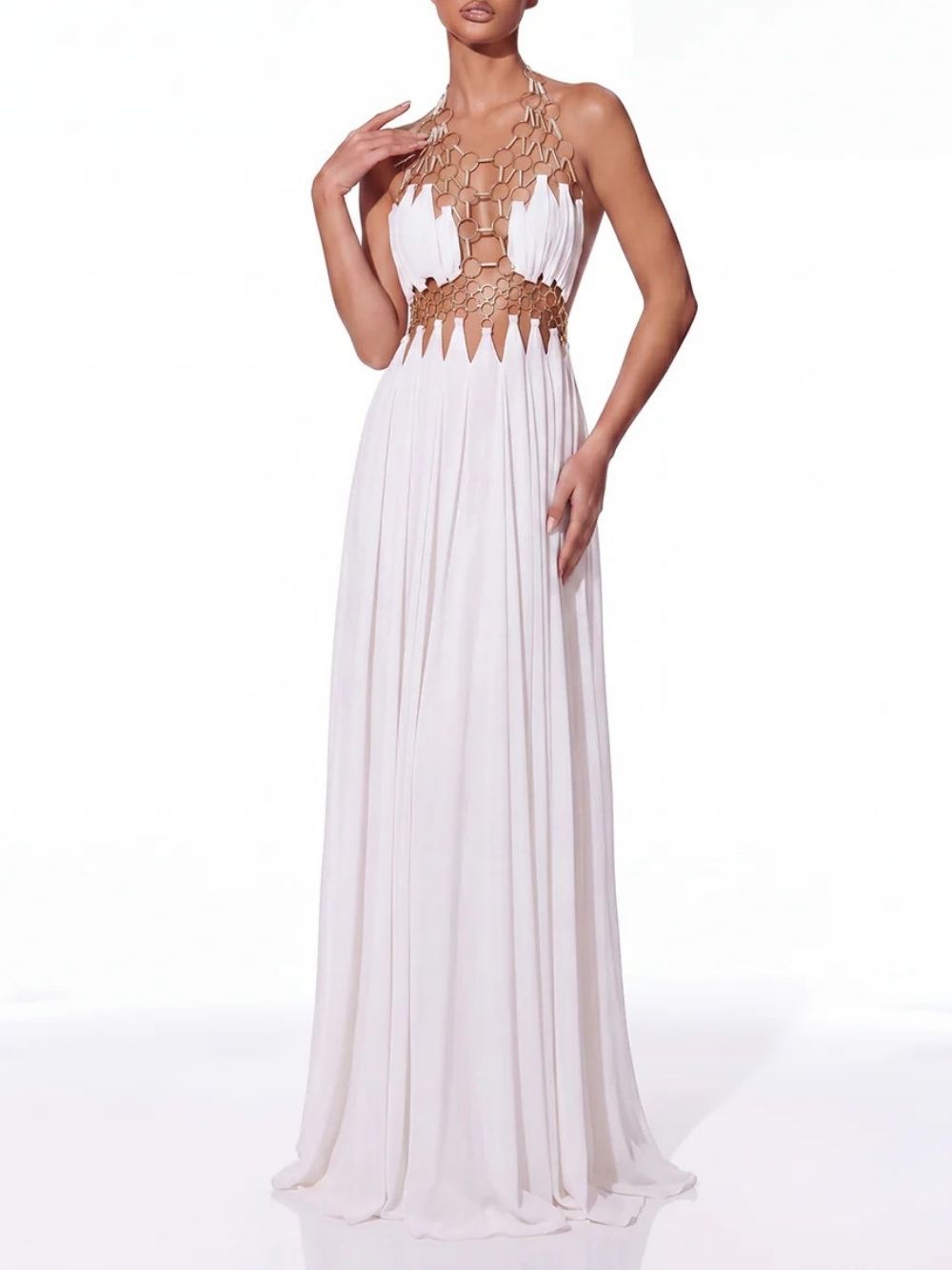 Tavion White Backless Cutout Maxi Dress